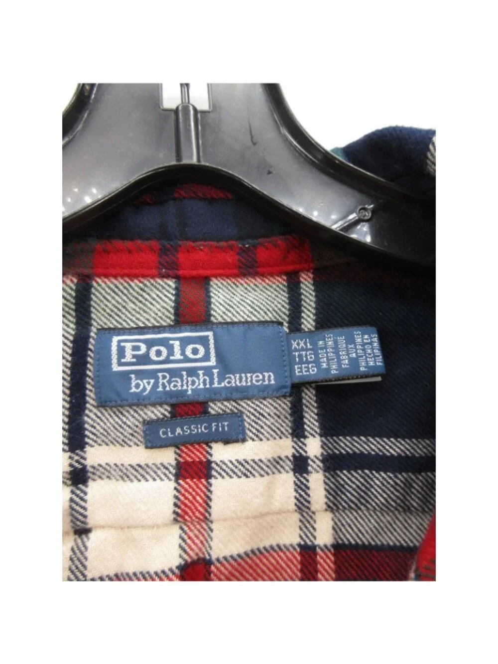 Polo Ralph Lauren Shirt XXL Flannel Loop Collar Plaid Classic Heritage